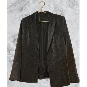 Worthington Womens Black Metallic‎ Shimmer Double Breasted Blazer Jacket Size M